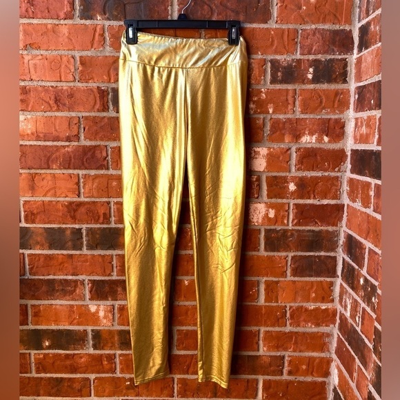 Peachy Girl Womens Gold Leggings - Picture 1 of 9